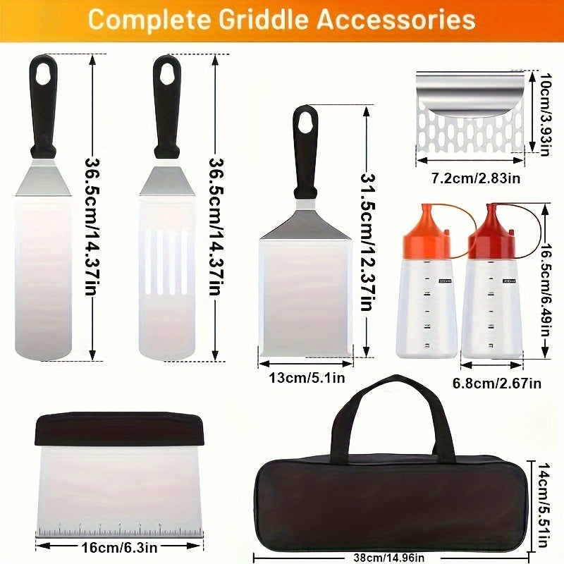 8pcs/39pcs  Griddle Accessory Set: Stainless Steel BBQ Tools