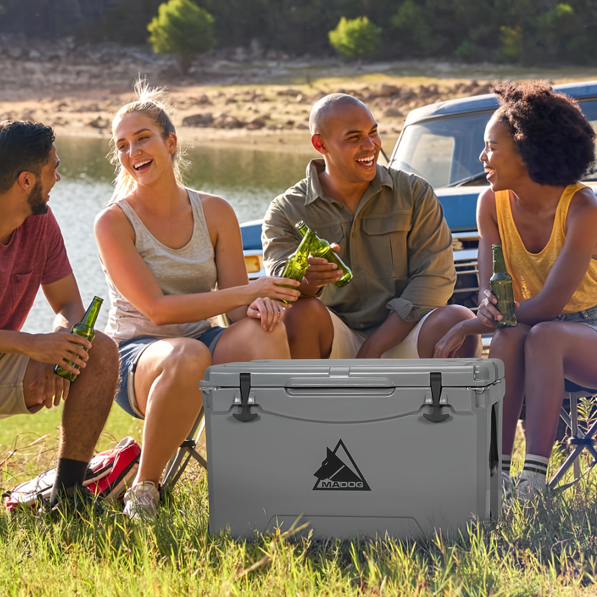 75 Quart Portable Insulated Hard Cooler with Cup Holder, 120 Can Capacity