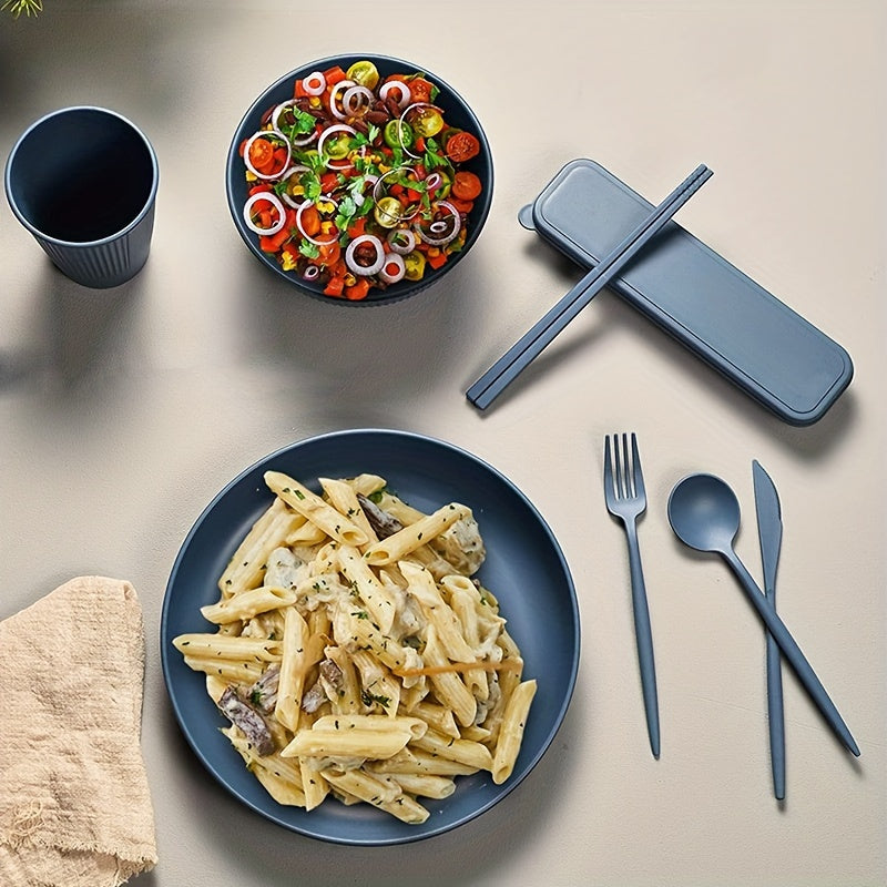 32PCS Durable Wheat Straw Cutlery Set -  Dishwasher & Microwave Safe