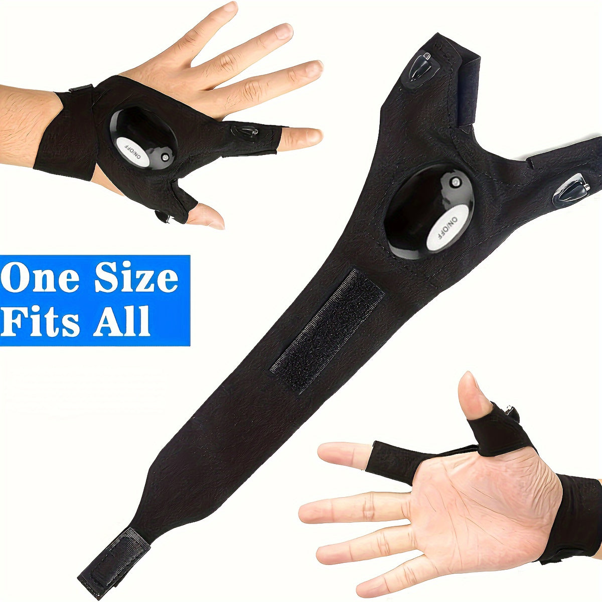 1/2pcs LED Flashlight Gloves - Hands-Free Lights for Camping