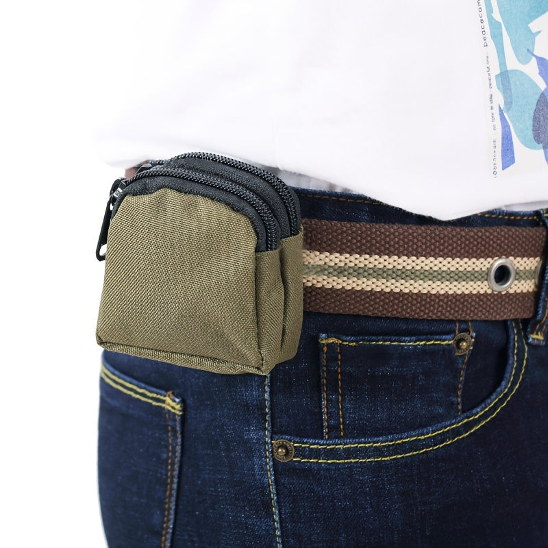 Simple Black Outdoor Fanny Bag, Men's Waist Bag