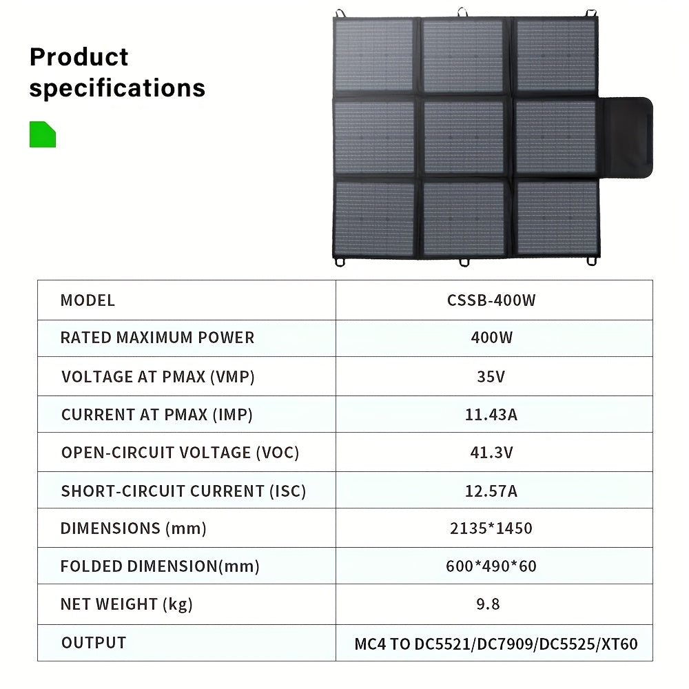 200W Portable Solar Panel with Adjustable Kickstands & Foldable Design