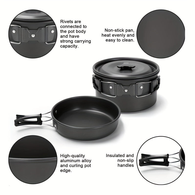 2-3 people camping portable combination pot set