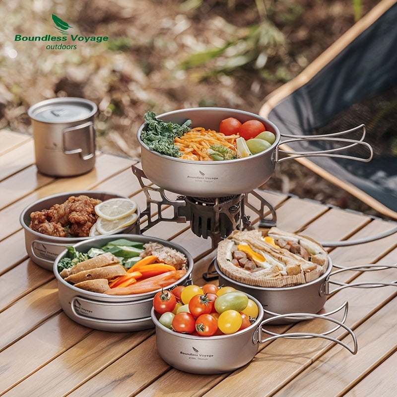 5pcs/set, Titanium Bowl And Pot Set, Foldable
