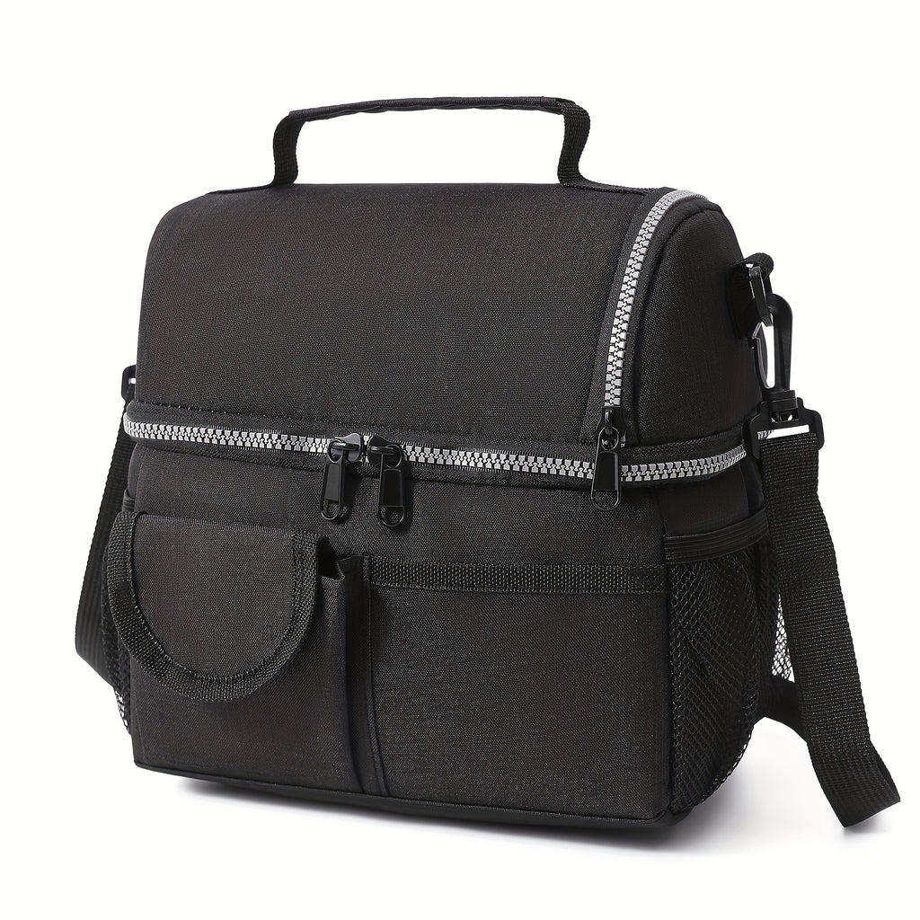 Premium Oxford Cloth Rectangle Lunch Bag - Insulated, Leakproof, Double Compartment