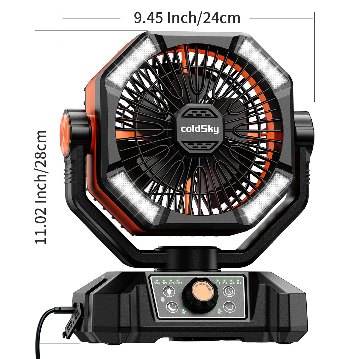 Camping Fan with Dual Motor & 4 LED Lanterns