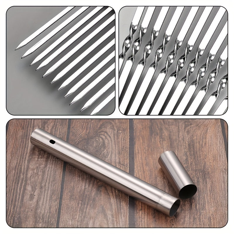 15pcs of Stainless Steel Skewers And 1 Storage Tube for Barbecuing