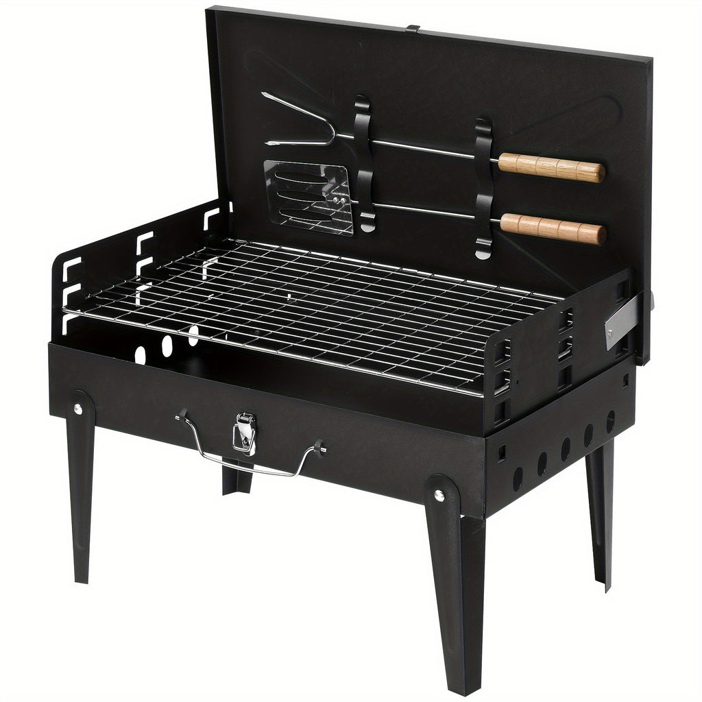 Compact Charcoal BBQ Grill 44x27x7cm - Easy Carry Design