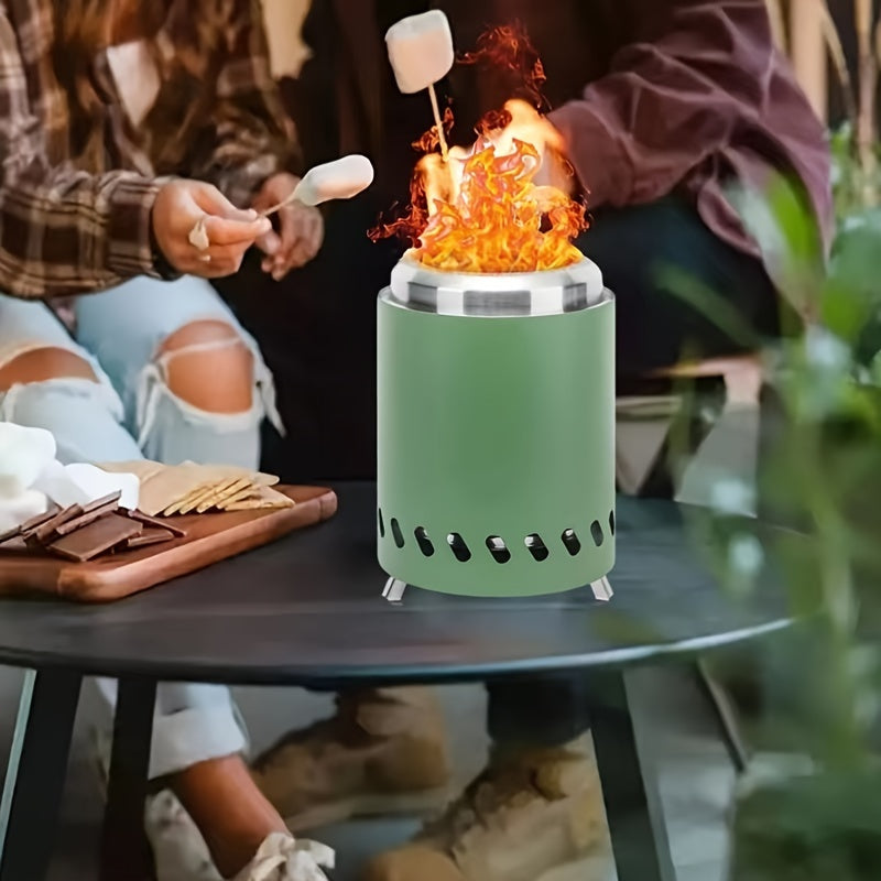 Portable Smokeless Fire Pit - Stainless Steel Wood Burning Fireplace with Removable Ash Pan, Travel Bag, and Stand for Camping and Backyard (5.5inch)