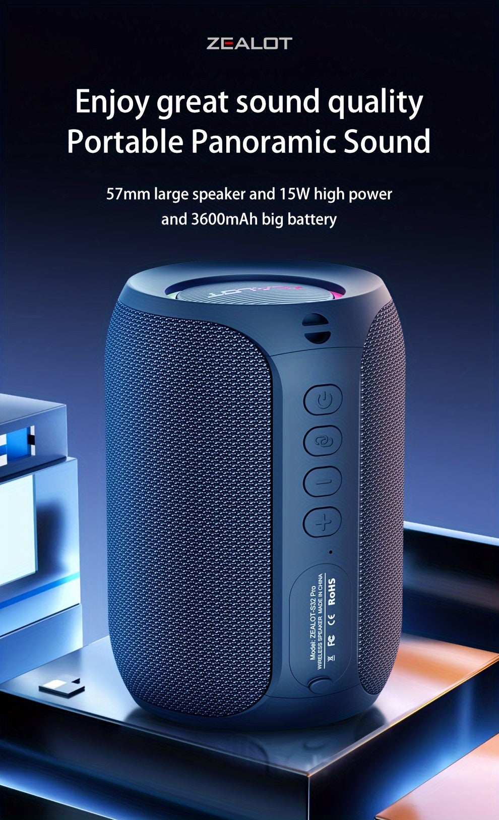 2024 New Style Zealot S32 Pro 15W Wireless Speakers