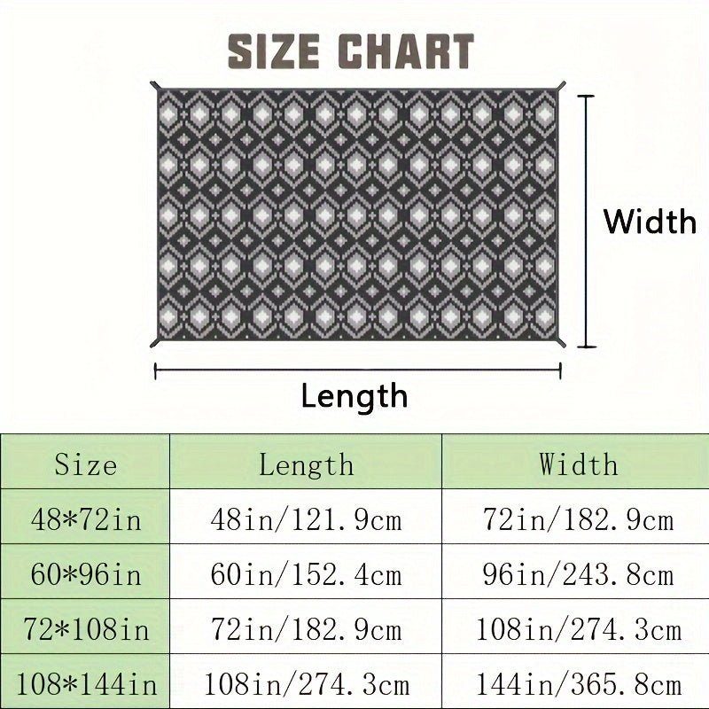 Outdoor Rug, Plastic Straw Reversible Mats Waterproof, Portable