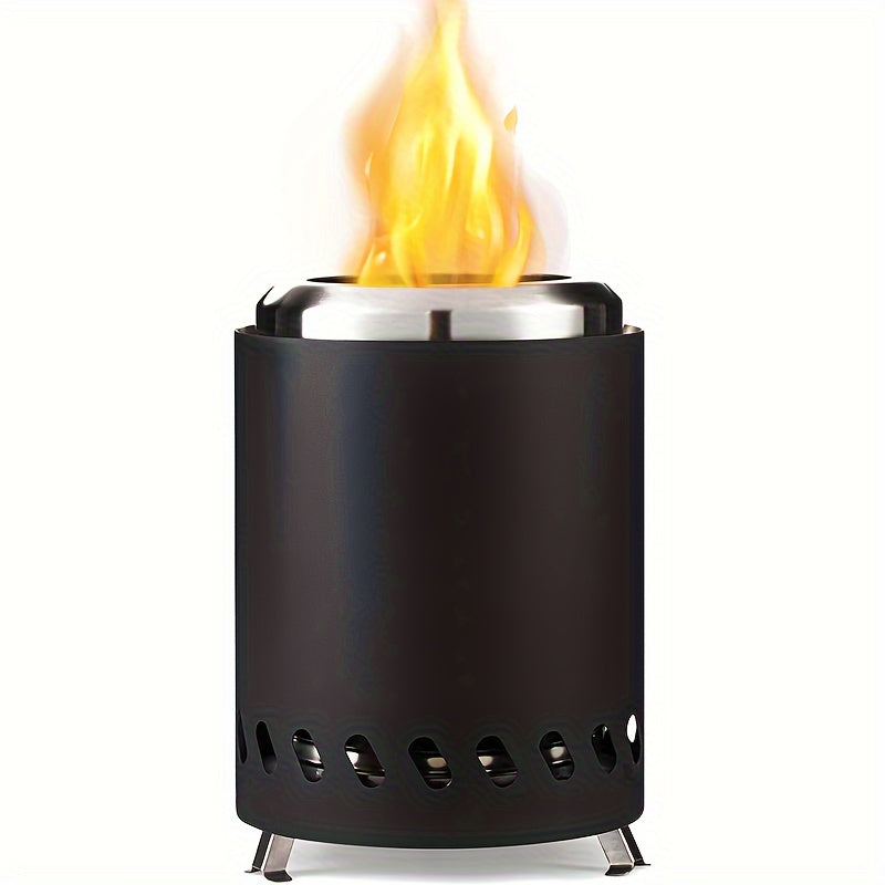 Portable Smokeless Fire Pit - Stainless Steel Wood Burning Fireplace with Removable Ash Pan, Travel Bag, and Stand for Camping and Backyard (5.5inch)