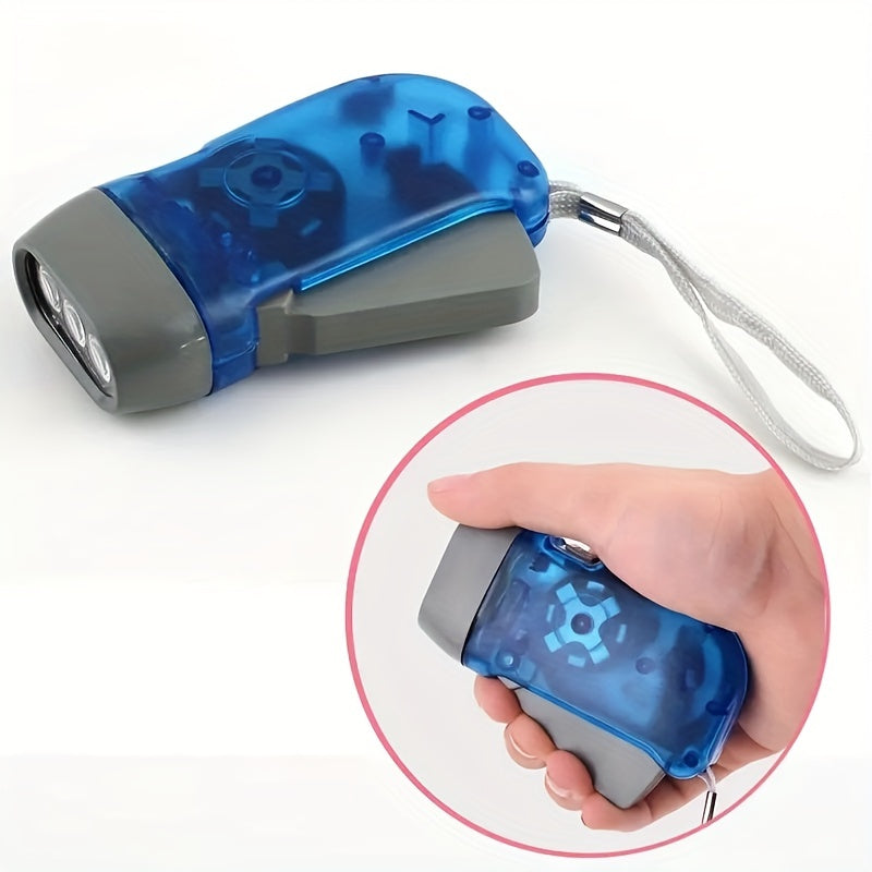 2pcs 3 LED Hand Crank Powered Flashlights, For Emergency