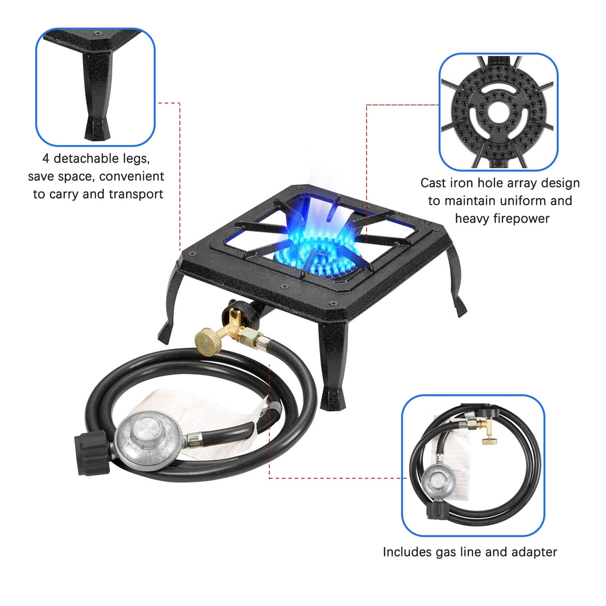 Deluxe Double Burner Flame Camping Stove - Portable, CSA Listed