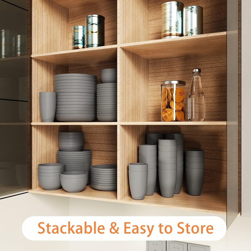 32pcs Gray Wheat Dinnerware Set