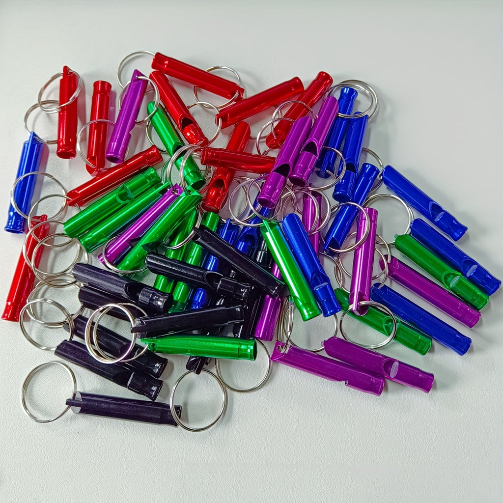 50-Pack Colorful Aluminum Alloy Emergency Whistles with Keychain