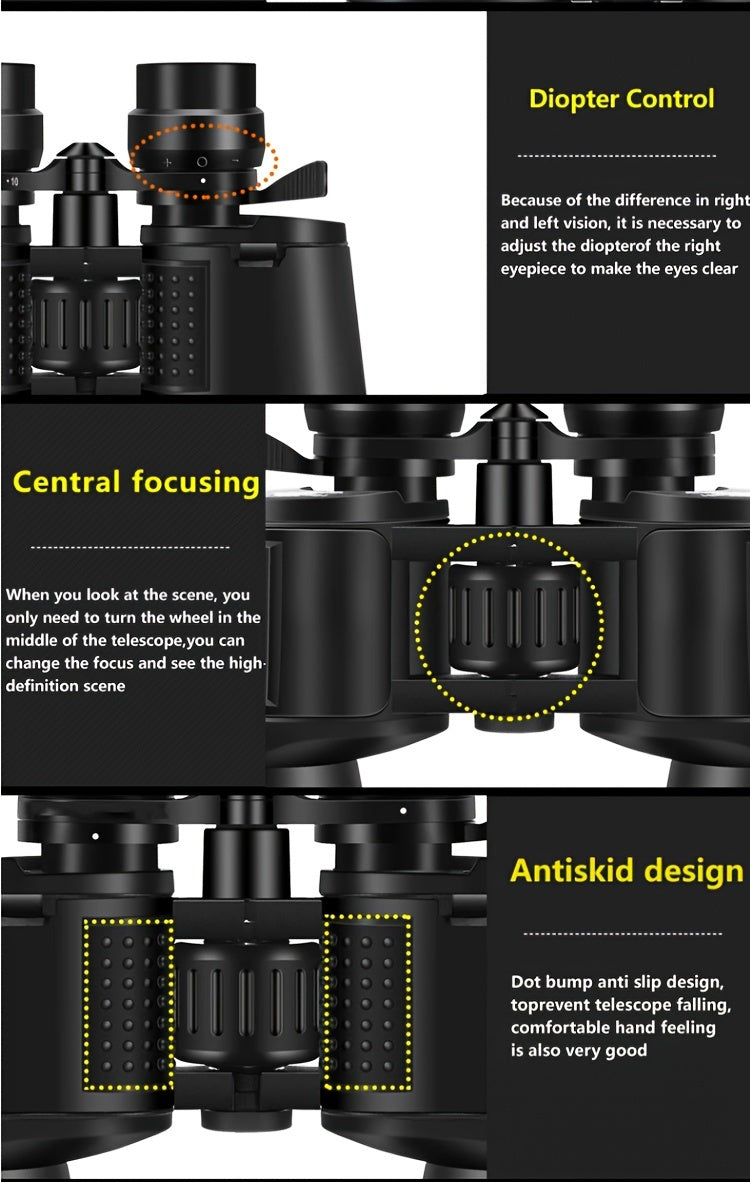 High Magnification Long Range Zoom Binoculars, HD Professional