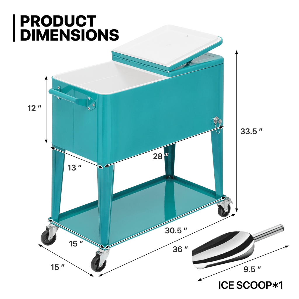 MADOG 80 Quart Rolling Ice Chest Cart