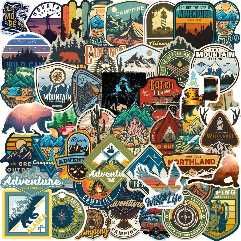 50pcs Outdoor Hiking Adventure Camping Stickers Pack