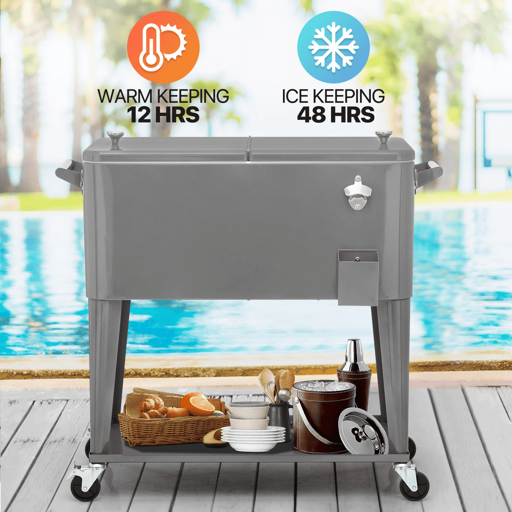 MADOG 80 Quart Rolling Ice Chest Cart