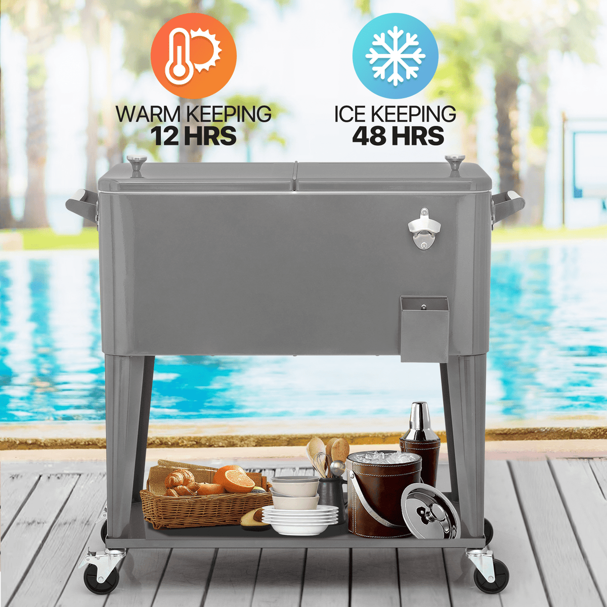 MADOG 80 Quart Rolling Ice Chest Cart