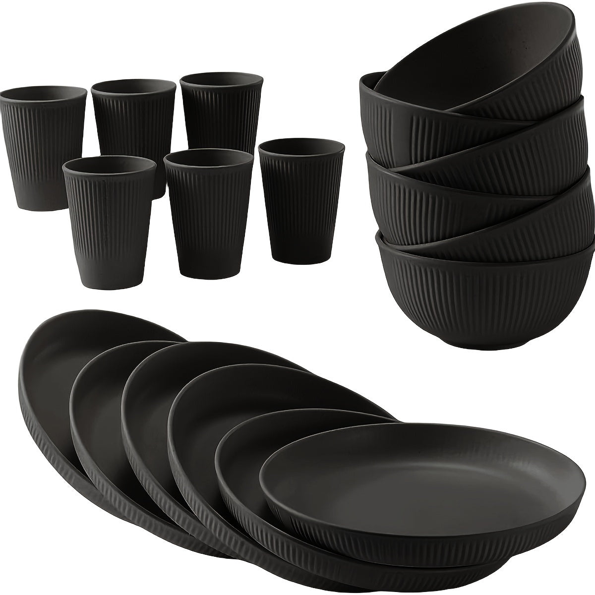 18/6pcs Unbreakable Plastic Dinnerware Set