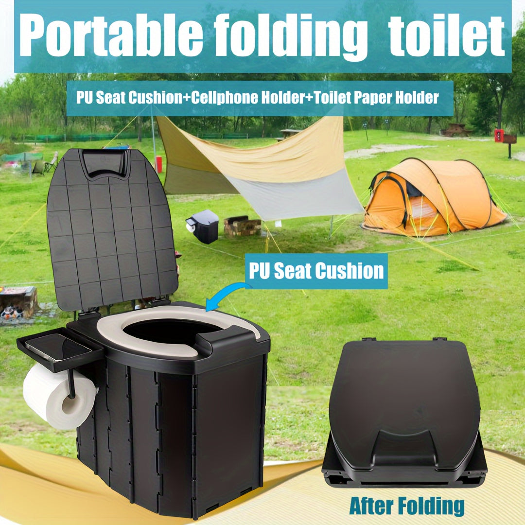 Portable Folding Toilet With PU Seat Cushion