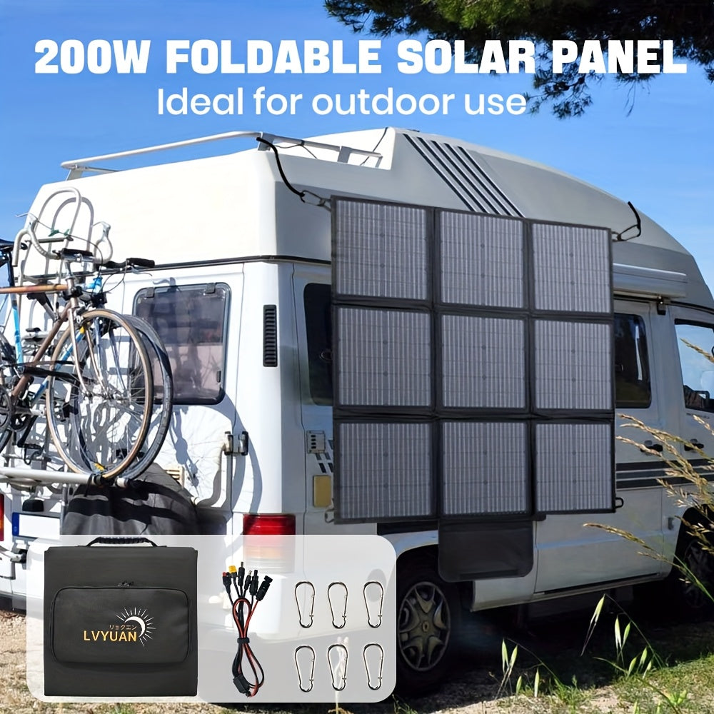 200W Portable Solar Panel with Adjustable Kickstands & Foldable Design