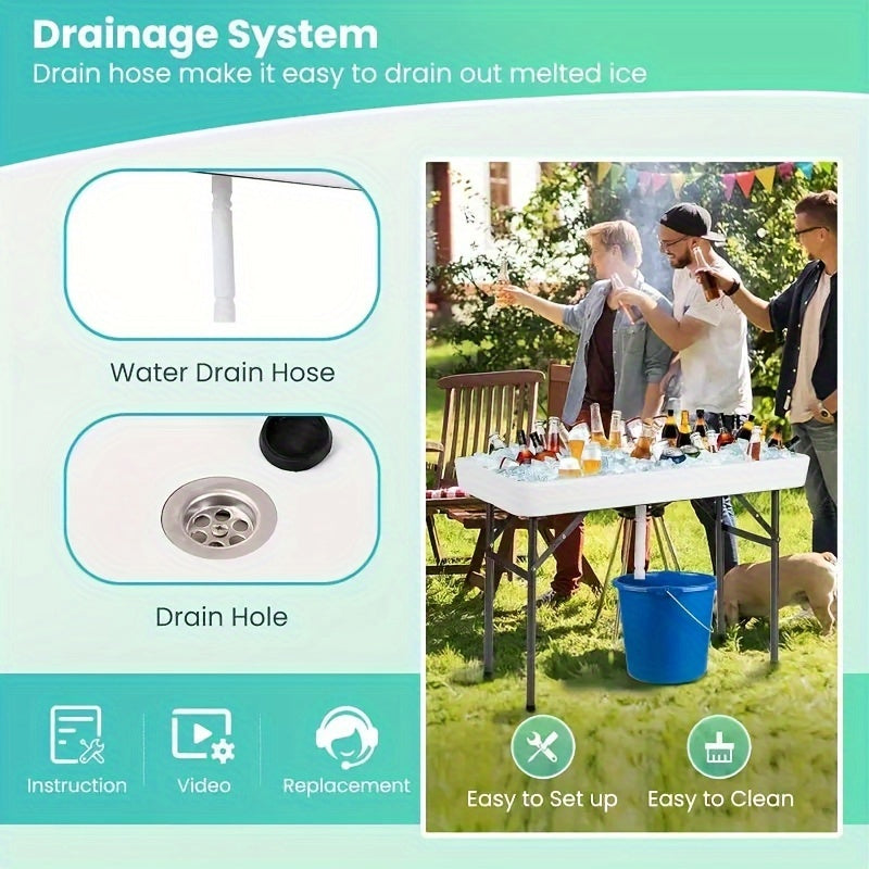 4 Foot Folding Ice Cooler Table With Drain