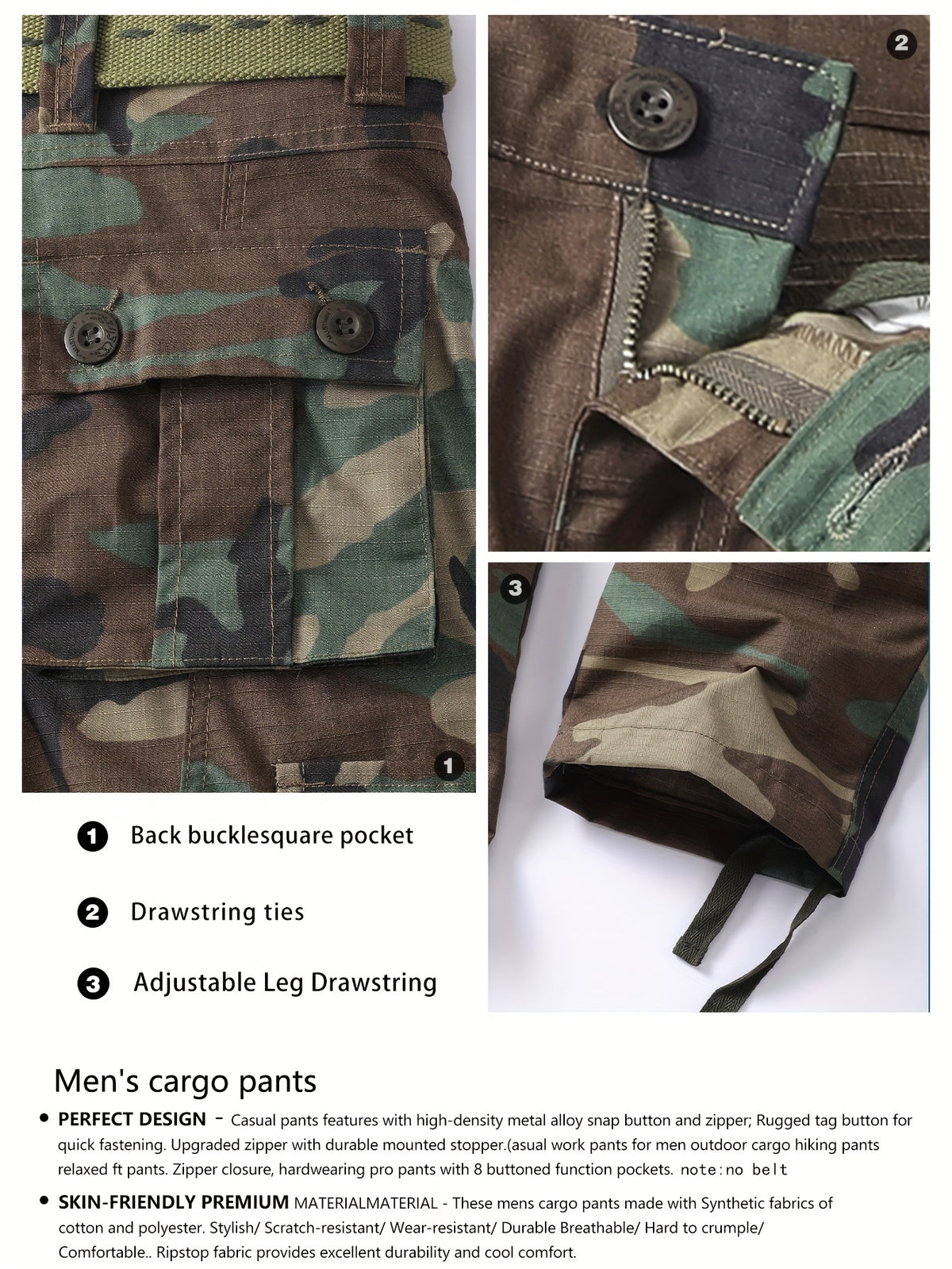 Men's Camouflage Cargo Pants - Comfortable, Durable, Multi-Flap Pocket