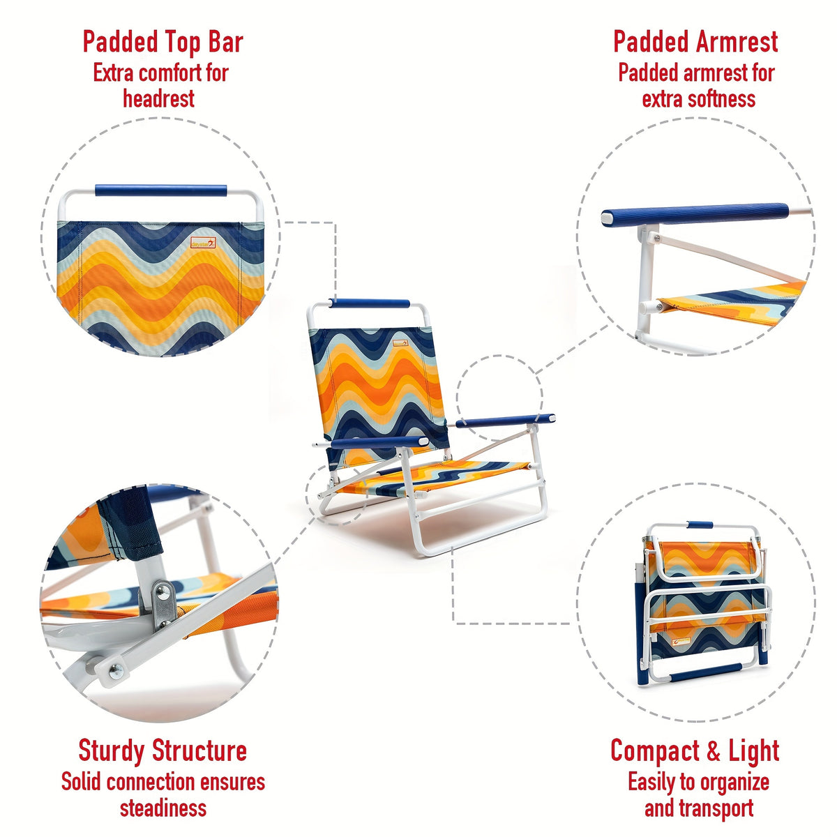 Low Folding Beach Chair Lightweight