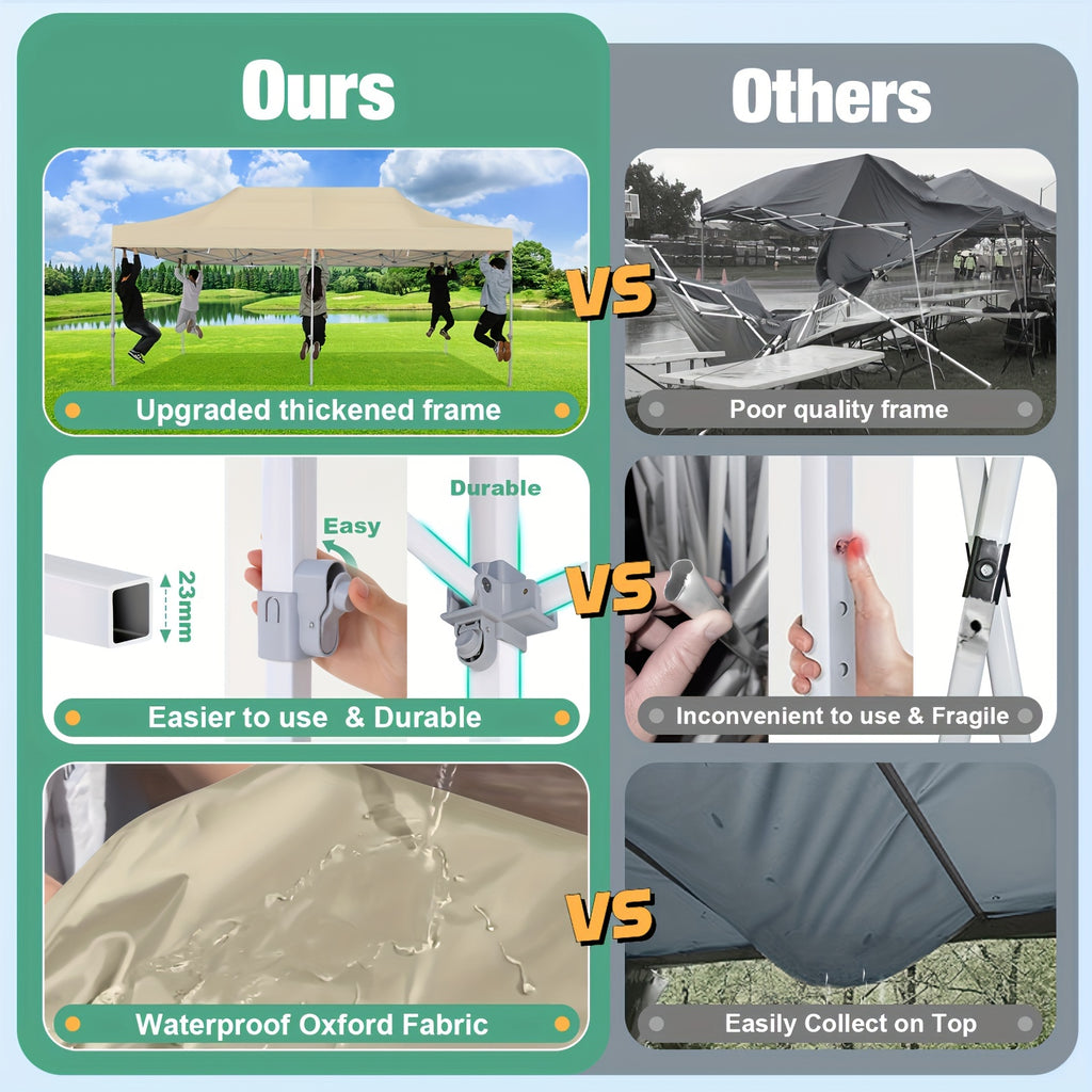 10x20ft Outdoor Canopy Tent with Sidewalls, Waterproof Canopy, Carry Bag with Wheels