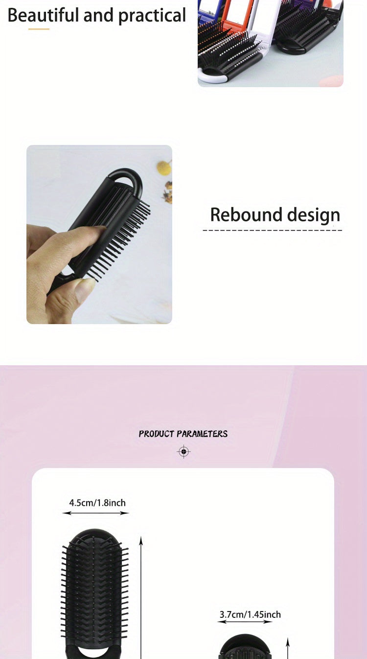 Compact Travel Hair Brush - Ultra-Portable, Foldable, Pocket-Sized