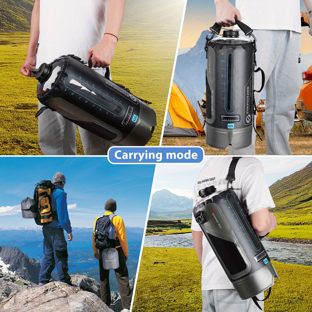 12/20L TPU Portable Camping Shower Bag-Easy Fill with Foot Pump
