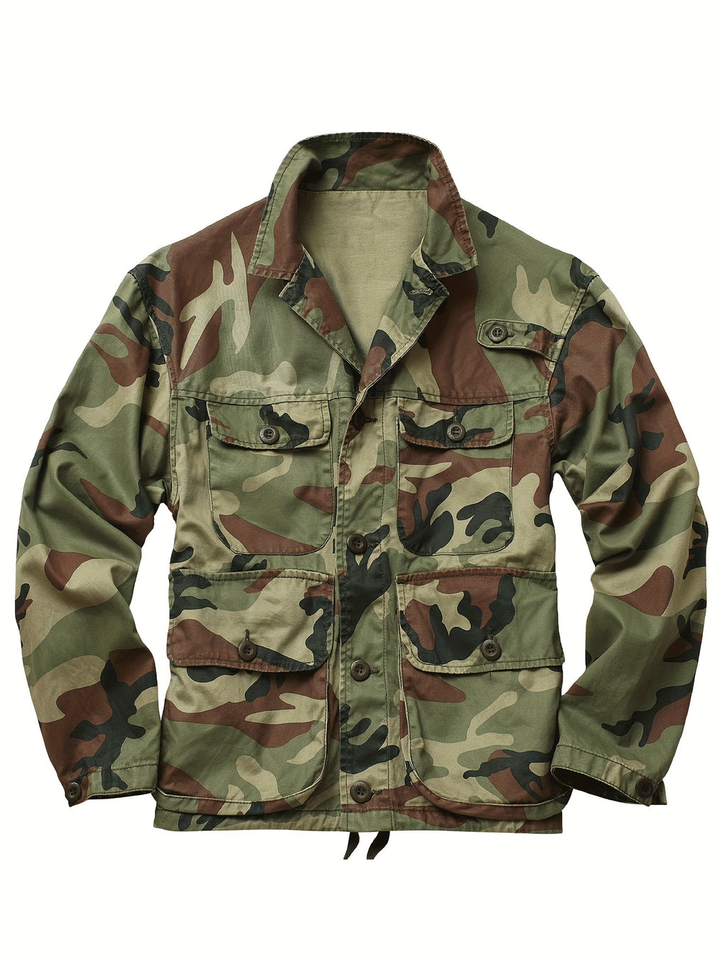 Men's Stylish Camo Cargo Windbreaker Jacket - Water-Resistant