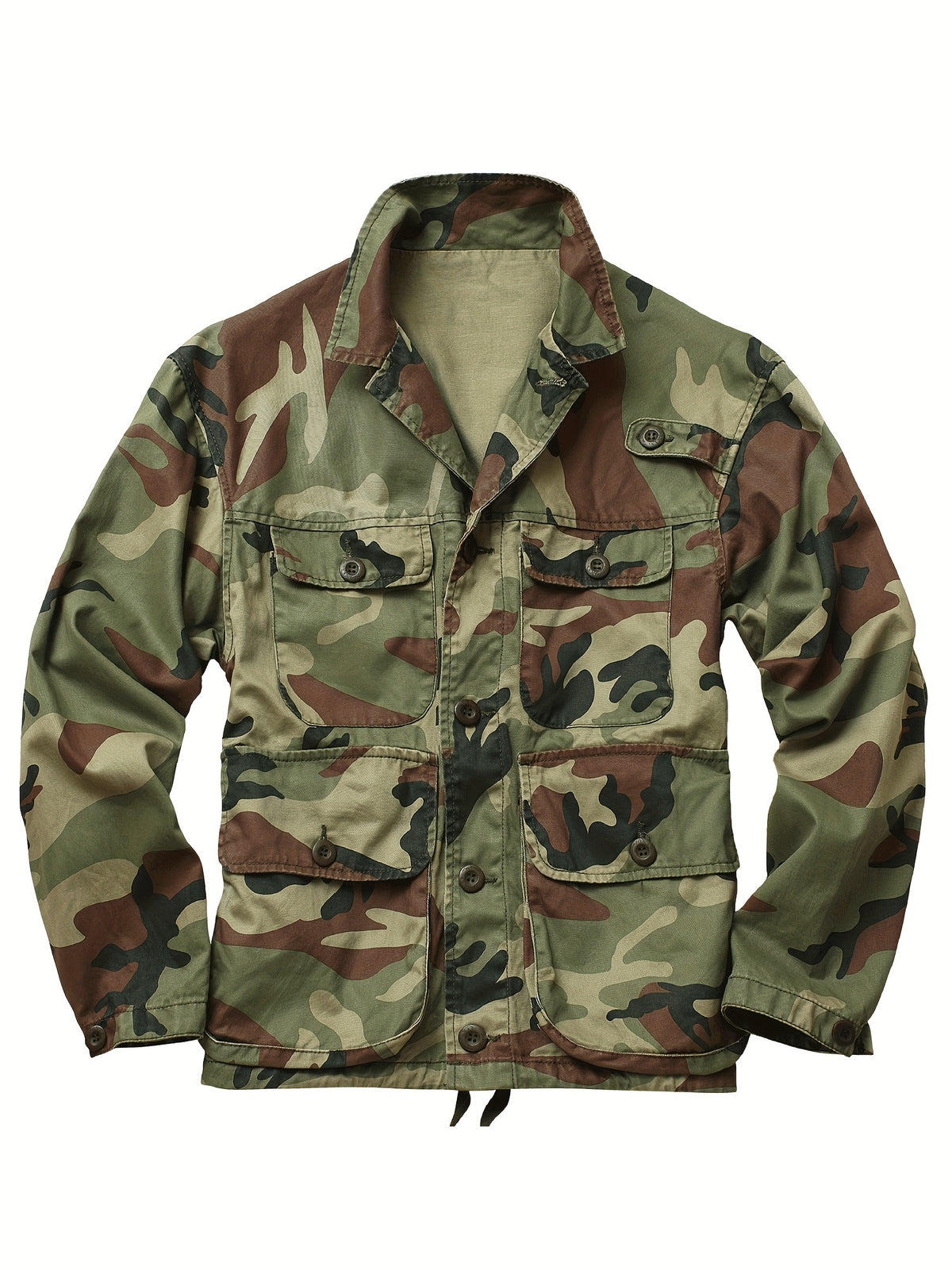 Men's Stylish Camo Cargo Windbreaker Jacket - Water-Resistant