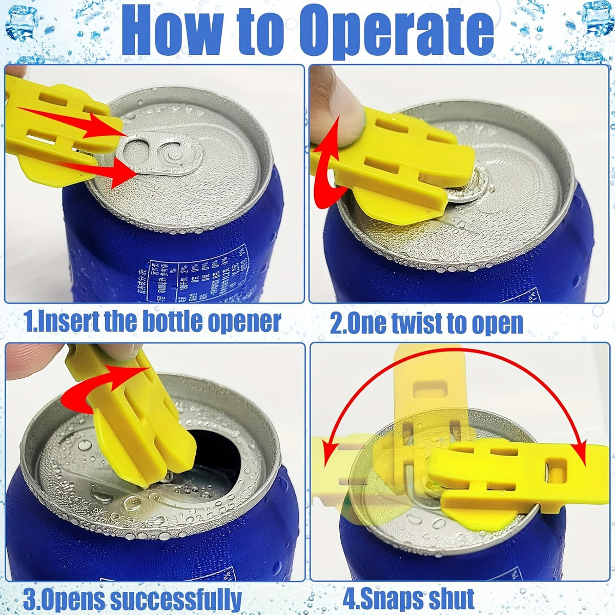 6PCS Tab-Style Plastic Can Opener - Effortless Pop Top Remover