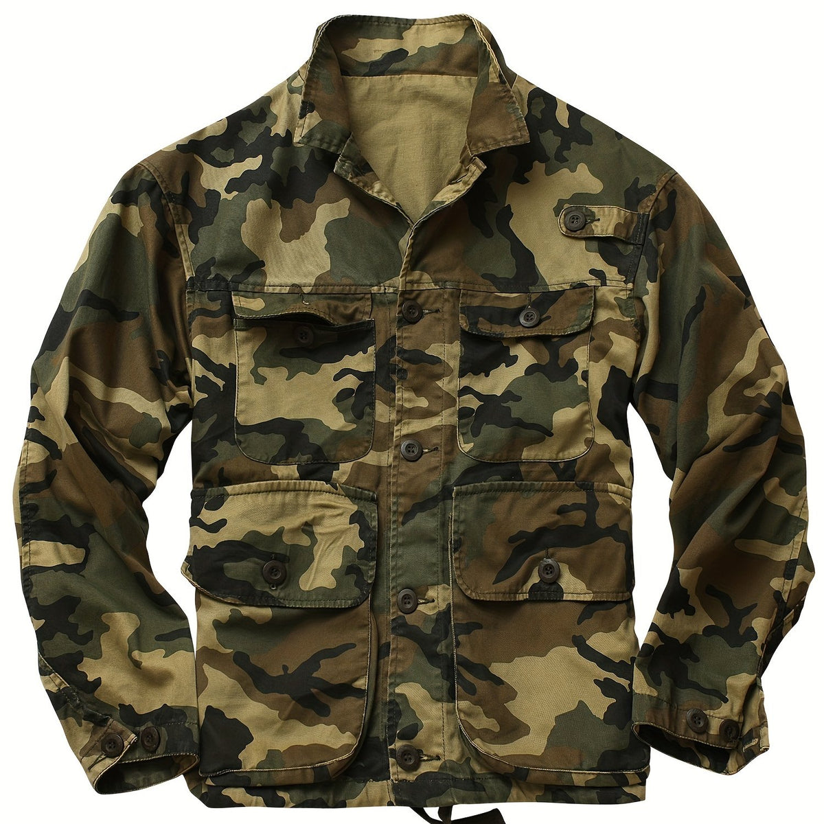 Men's Stylish Camo Cargo Windbreaker Jacket - Water-Resistant