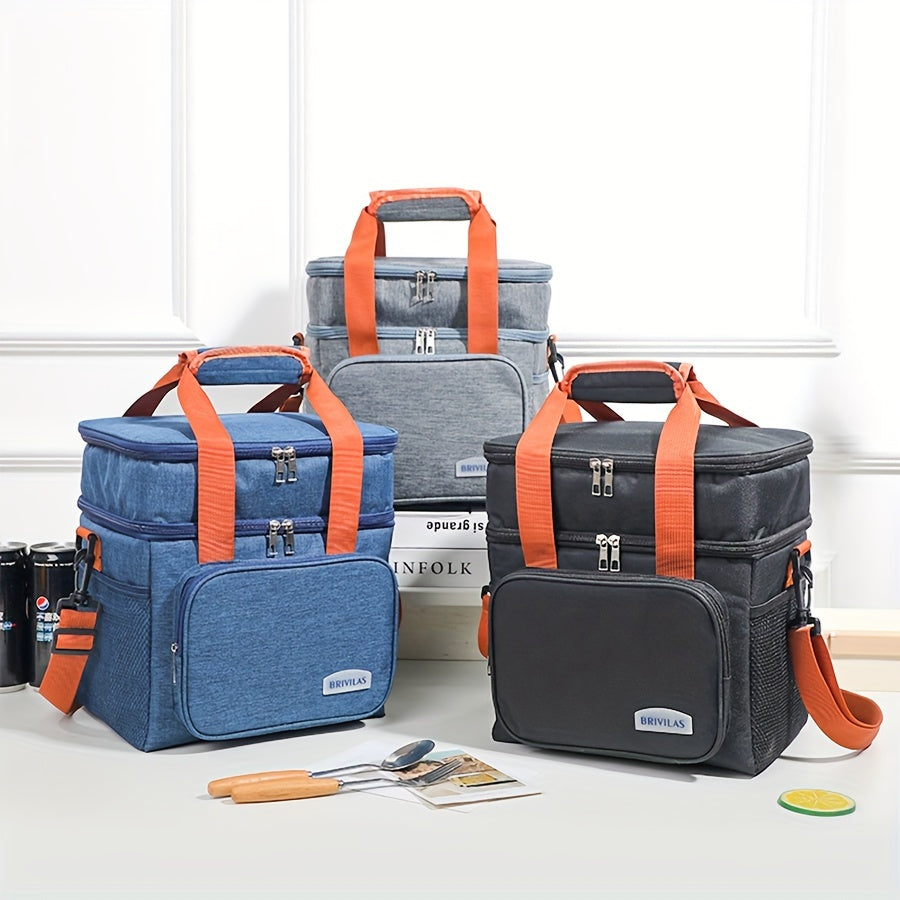 Extra-Large Oxford Cloth Multi-Layer Insulated Rectangle Satchel Bag - Water-Resistant