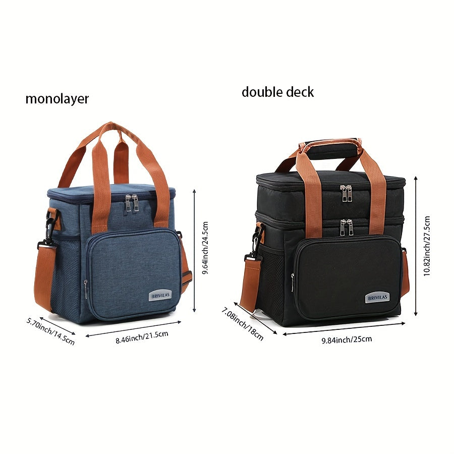 Extra-Large Oxford Cloth Multi-Layer Insulated Rectangle Satchel Bag - Water-Resistant