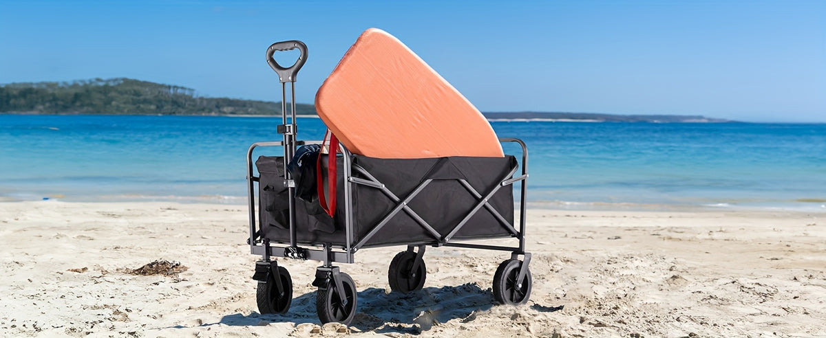 Collapsible Foldable Wagon Cart, Shopping, Camping with Big All-Terrain Wheels
