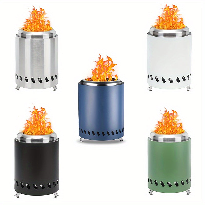 Portable Smokeless Fire Pit - Stainless Steel Wood Burning Fireplace with Removable Ash Pan, Travel Bag, and Stand for Camping and Backyard (5.5inch)