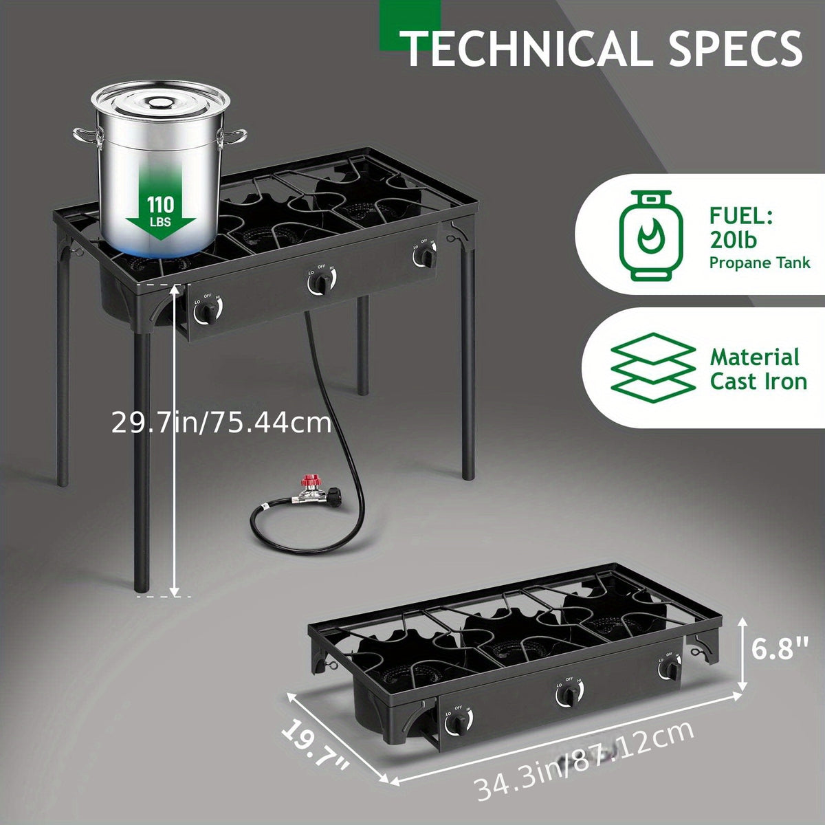 3/2/1 Burner Gas Propane Stove Outdoor Camping Picnic Grill