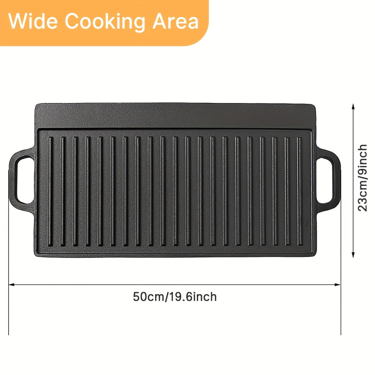 Heavy Duty Reversible Cast Iron Griddle Grill Pan - Double-Sided