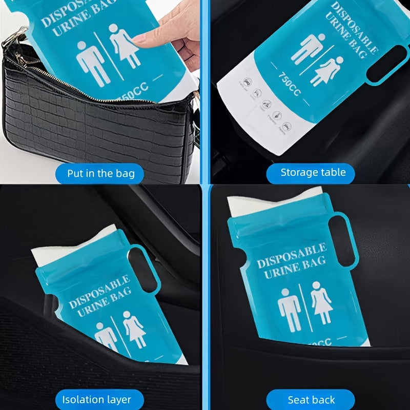 12/24pcs Portable Unisex Emergency Urine Bags - 750ML