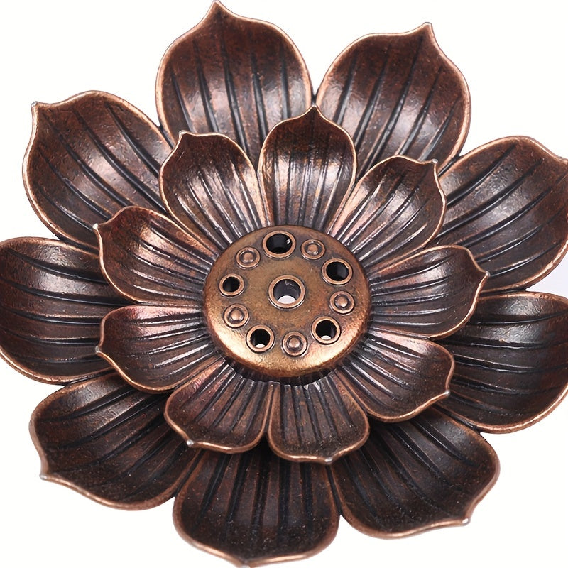 Alloy Incense Holder  Lotus Censer, Copper Golden Hollow Metal