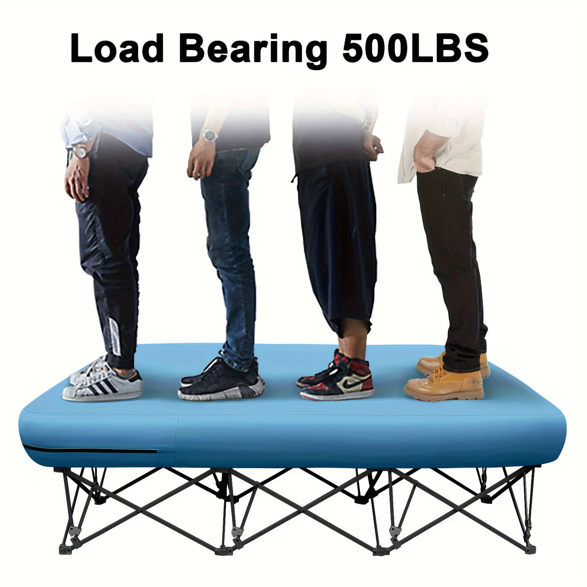 250/500LBS Extra Large capacity Heavy Duty Inflatable Bed with Carry Bag