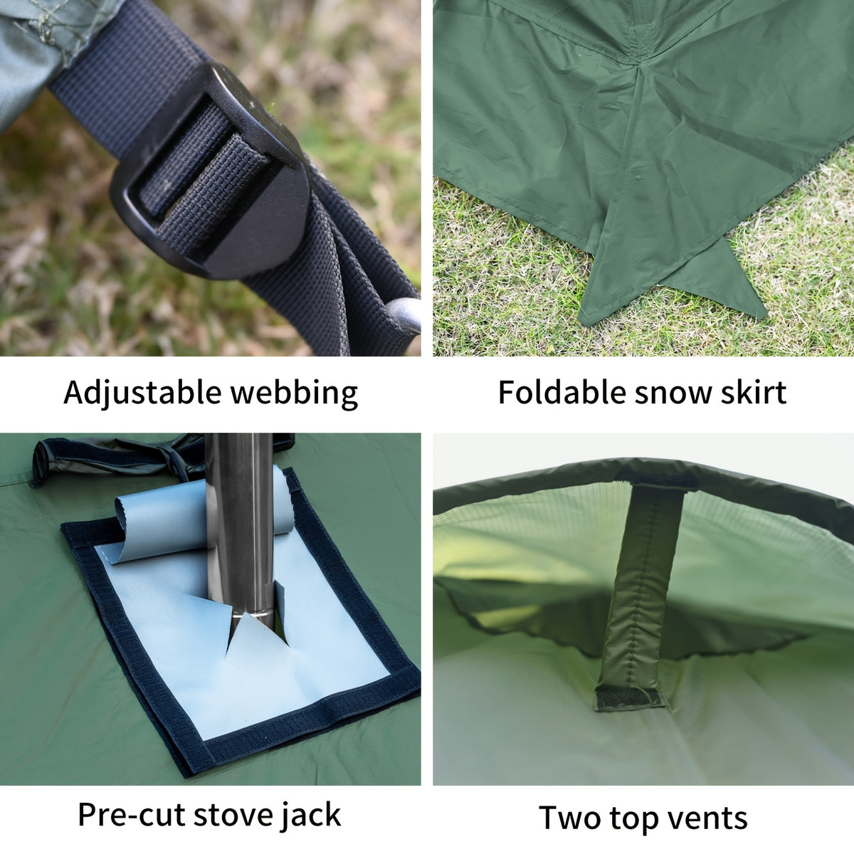 Waldmate 4-Season Hot Tent with Stove Jack & Snow Skirt, 6.89ft Standing Room