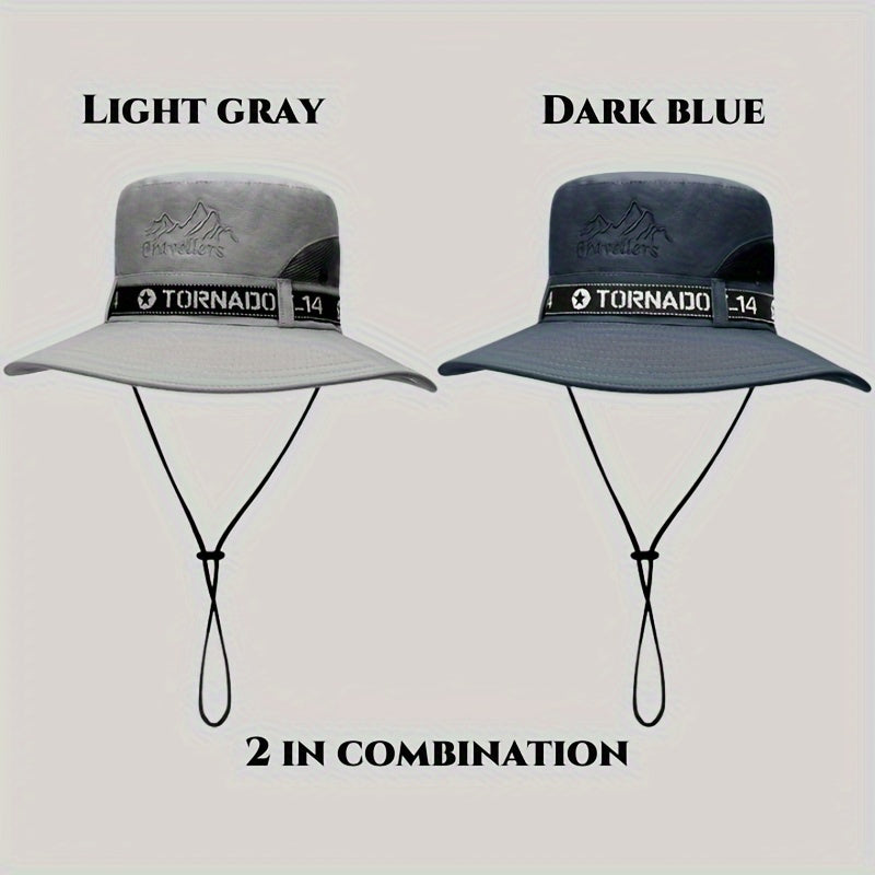 2-Pack UV Protection Breathable Embroidery Mountain Bucket Hats