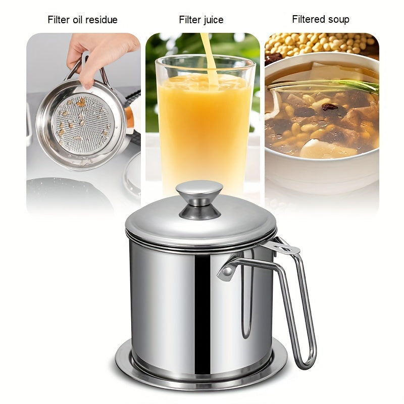 Stainless Steel Oil Jug And Oil Filter And Base, Kitchen Filter Oil Slag